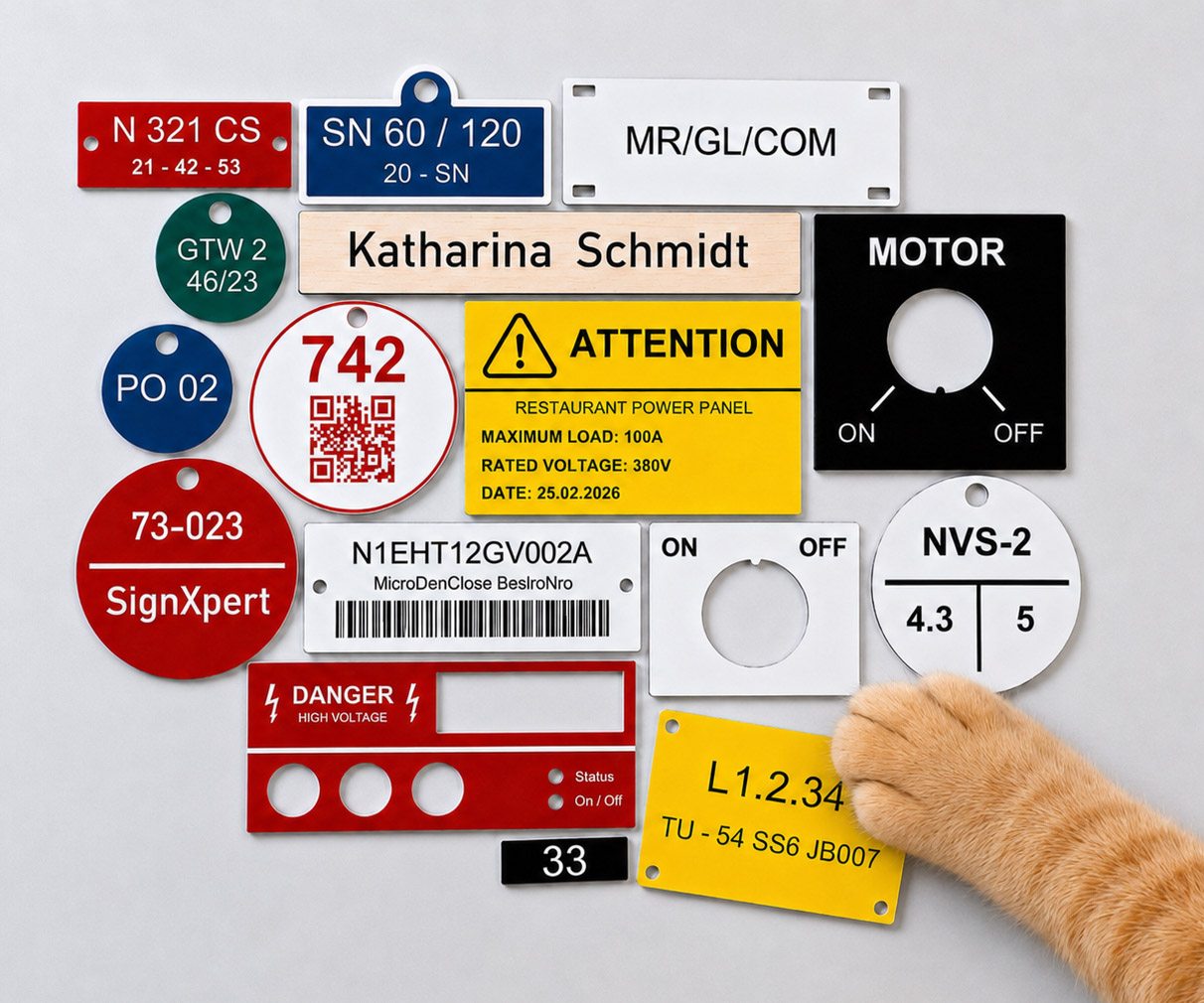 Durable engraved plastic signs